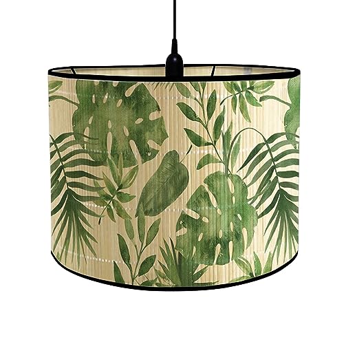 FANSU Lampenschirm fuir Tischlampe, Lampenschirm Hängelampe Lampenabdeckung für E27 Stehlampe Grün Pflanze Tischlampe Deckenleuchte Wohnzimmer Moderner Deko (Monstera,30x30x20cm) von FANSU