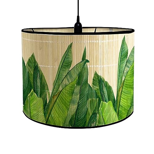 FANSU Lampenschirm fuir Tischlampe, Lampenschirm Hängelampe Lampenabdeckung für E27 Stehlampe Grün Pflanze Tischlampe Deckenleuchte Wohnzimmer Moderner Deko (Tropisch,30x30x20cm) von FANSU