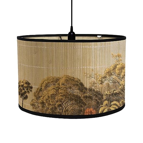 FANSU Lampenschirm fuir Tischlampe, Lampenschirm Hängelampe Lampenabdeckung für E27 Stehlampe Tropisch Wald Tischlampe Deckenleuchte Wohnzimmer Moderner Deko (Vintage,30x30x20cm) von FANSU