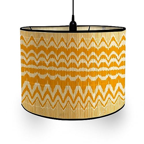 FANSU Lampenschirm fuir Tischlampe, Orange Blau Lampenschirm Hängelampe Lampenabdeckung für E27 Stehlampe Tischlampe Deckenleuchte Wohnzimmer Moderner Deko (30x30x20cm,Gelb) von FANSU