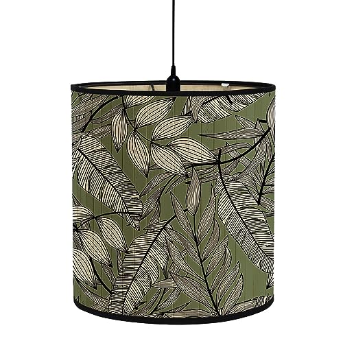 FANSU Lampenschirm fuir Tischlampe, Palmblatt-Druck Lampenschirm Hängelampe Lampenabdeckung für Stehlampe Tischlampe Deckenleuchte Wohnzimmer Moderner Deko (weiß Grün,30x30x30cm) von FANSU