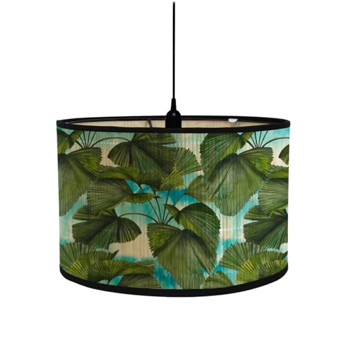 FANSU Lampenschirm fuir Tischlampe, Tropisch Blumen Lampenschirm Hängelampe Lampenabdeckung für E27 Stehlampe Tischlampe Deckenleuchte Wohnzimmer Moderner Deko (30x30x20cm,Blau) von FANSU