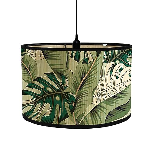 FANSU Lampenschirm fuir Tischlampe, Tropisch Blumen Lampenschirm Hängelampe Lampenabdeckung für E27 Stehlampe Tischlampe Deckenleuchte Wohnzimmer Moderner Deko (30x30x20cm,Monstera) von FANSU