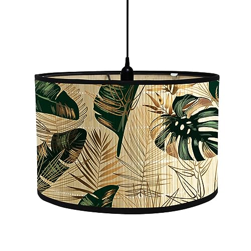 FANSU Lampenschirm fuir Tischlampe, Tropisch Pflanze Lampenschirm Hängelampe Lampenabdeckung für E27 Stehlampe Tischlampe Deckenleuchte Wohnzimmer Moderner Deko (Goldgrün,30x30x20cm) von FANSU
