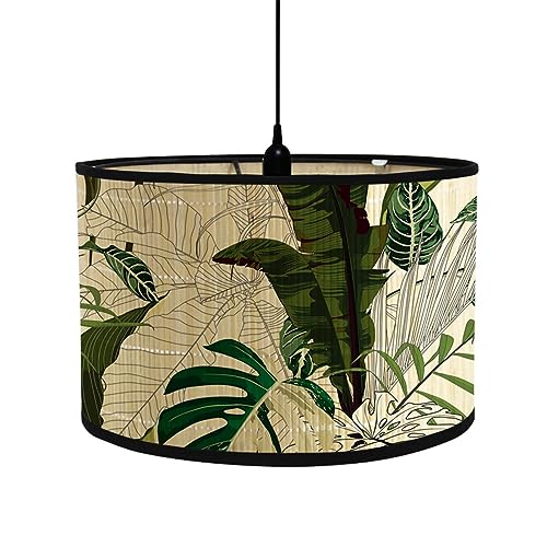FANSU Lampenschirm fuir Tischlampe, Tropisch Pflanze Lampenschirm Hängelampe Lampenabdeckung für E27 Stehlampe Tischlampe Deckenleuchte Wohnzimmer Moderner Deko (Malerei,30x30x20cm) von FANSU