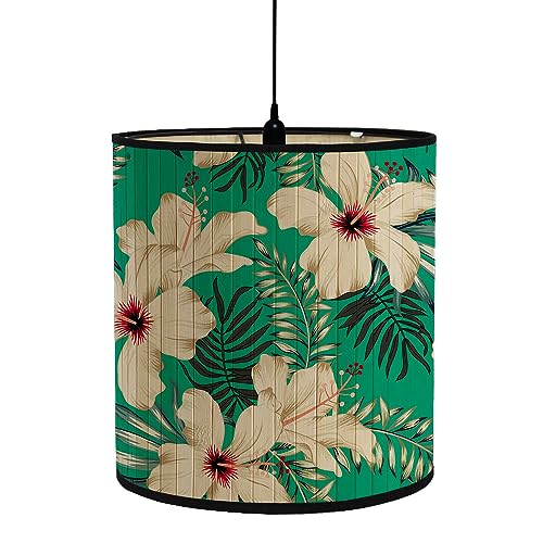 FANSU Lampenschirm fuir Tischlampe, Tropischer Pflanzendruck Lampenschirm Hängelampe Lampenabdeckung für Stehlampe Tischlampe Deckenleuchte Wohnzimmer Moderner Deko (weiße Blume,30x30x30cm) von FANSU