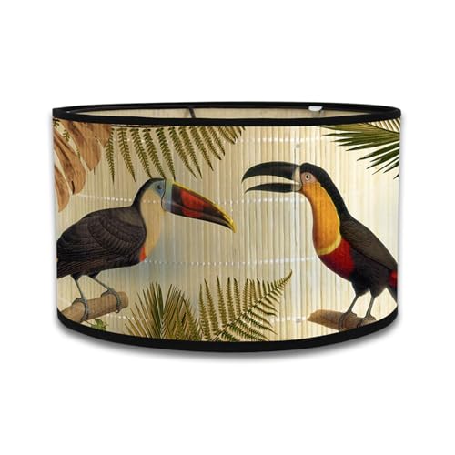 FANSU Lampenschirm fuir Tischlampe, Wandleuchten Dekorative Lampenschirme für Pendelleuchtenschirm Tischlampenschirme Trommel-Lampenschirme Stehlampenschirme (Tukane,30 * 20cm) von FANSU