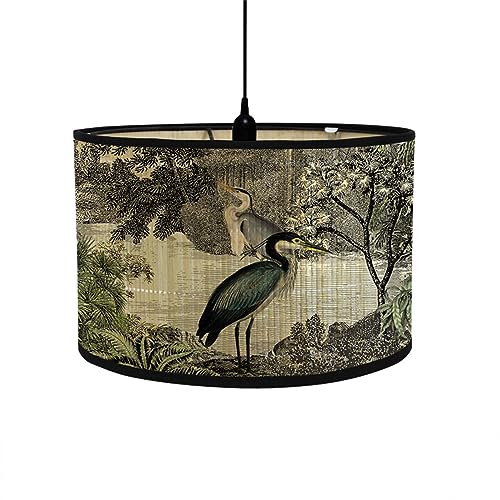 FANSU Lampenschirm fuir Tischlampe,Lampenschirm Hängelampe Lampenabdeckung für Stehlampe Tischlampe Deckenleuchte Wohnzimmer Moderner Deko (20x30cm,Kraniche) von FANSU