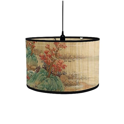 FANSU Lampenschirm fuir Tischlampe,Landschaftsmuster Lampenschirm Hängelampe Lampenabdeckung für Stehlampe Tischlampe Deckenleuchte Wohnzimmer Moderner Deko (30 * 20cm,Berge und Flüsse 10) von FANSU