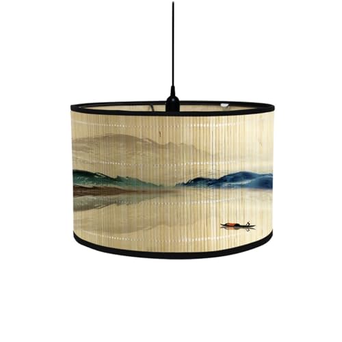 FANSU Lampenschirm fuir Tischlampe Landschaft Lampenschirm Hängelampe Lampenabdeckung für E27 Stehlampe Tischlampe Deckenleuchte Wohnzimmer Deko Moderner (30x30x20cm,Graue Tinte) von FANSU