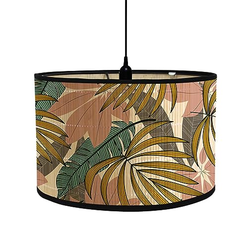 FANSU Lampenschirm fuir Tischlampe Tropische Pflanzen Stil Lampenschirm Hängelampe Lampenabdeckung für Stehlampe Tischlampe Deckenleuchte Wohnzimmer Moderner Deko (Rosa Karikatur,30x30x20cm) von FANSU