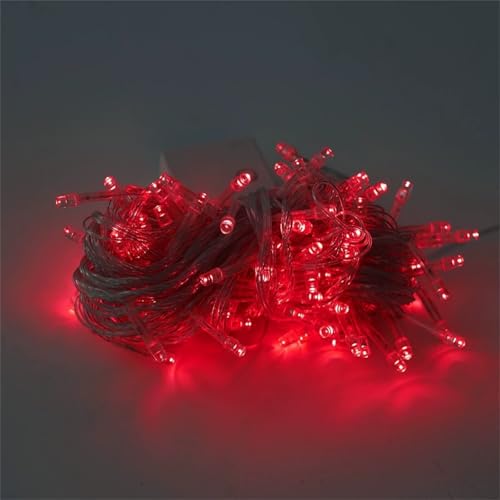 FANSU Lichterkette USB, Lichterketten 8 Modi Gartenbeleuchtung, Lichterkette Außen/Innen mit Fernbedienung und Timing-Funktion, Fairy Lights Garten Balkon Hochzeits Party Deko (Rot,10m/100LED) von FANSU