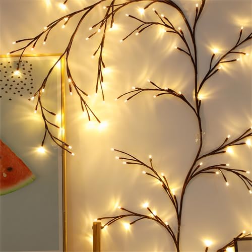 FANSU Lichterkette mit USB, Branches-Serie LED Kupferdraht Lichterketten Gartenbeleuchtung, Lichterkette Außen/Innen mit Fernbedienung, Fairy Lights für Garten Hochzeits Party (Gelb,1.2M/48LED) von FANSU