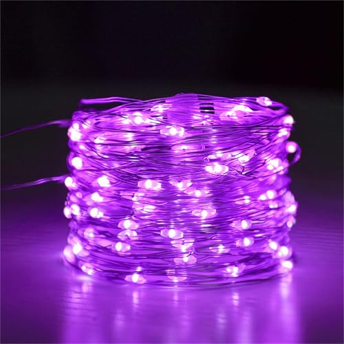 FANSU Lichterkette mit USB, LED Kupferdraht Lichterketten Gartenbeleuchtung Außen/Innen, Fairy Lights für Garten Balkon Hochzeits Party Deko (Lila,1m 10 Lichter) von FANSU