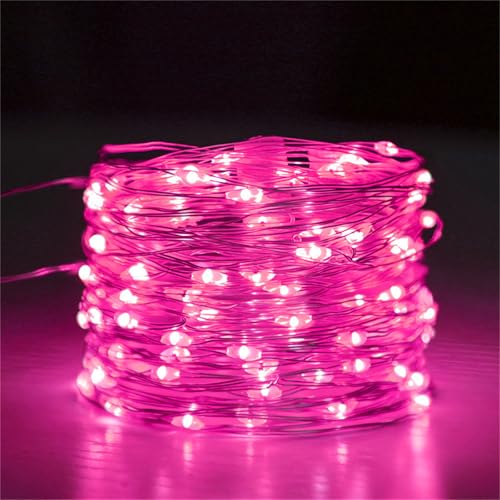 FANSU Lichterkette mit USB, LED Kupferdraht Lichterketten Gartenbeleuchtung Außen/Innen, Fairy Lights für Garten Balkon Hochzeits Party Deko (Rosa,1m 10 Lichter) von FANSU