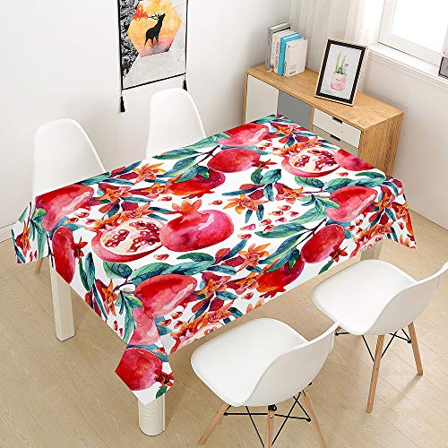 FANSU Obst Tischdecke Wasserdicht Tischwäsche Küchentischabdeckung, Rechteckige Wasserabweisend Abwaschbar 3D Tischtuch für Küche Esstisch Quadratischer Tisc Dekoration (Granatapfel,100x140cm) von FANSU