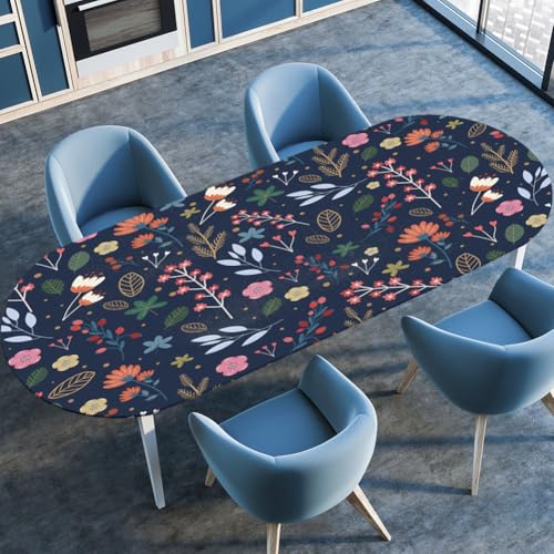 FANSU Ovale Tischdecke Garten Wasserdicht Abwaschbar mit Elastischem Rand,für Outdoor Gartentischdecke Elastisch für Küche, Esszimmer, Picknick, Party (Blütenblätter,107cmx173cm（42"x68"）) von FANSU