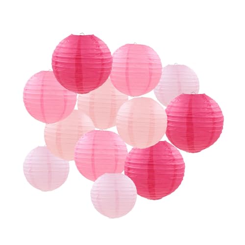FANSU Papierlaternen Set, 12 Stück Hängende Papierlaternen Bunt Rosa, Mehrzweck Dekoration für Feier, Hochzeit, Party, Brautparty, Halloween, Valentinstag, individuelle Partys und andere Themenpartys von FANSU