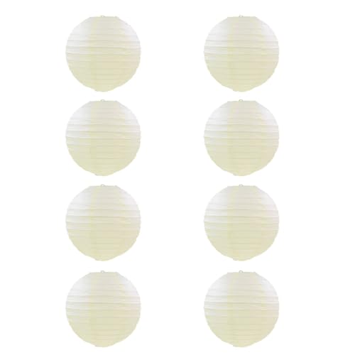 FANSU Papierlaterne Deko, Papierlaternen Set Papier Laterne Rund 8 Stück Hängende Papierlaternen Papier Laternen Feier Lampion Partydekorationen für Dekorative (12 Zoll (30 cm),Beige) von FANSU