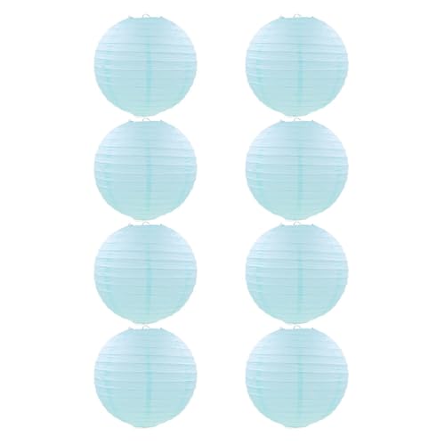 FANSU Papierlaterne Deko, Papierlaternen Set Papier Laterne Rund 8 Stück Hängende Papierlaternen Papier Laternen Feier Lampion Partydekorationen für Dekorative (8 Zoll (20 cm),Hellblau) von FANSU