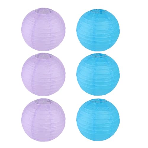 FANSU Papierlaterne Deko, Papierlaternen Set Papier Laterne Rund Hängende Papierlaternen 6 Stück Bunt Papier Laternen Feier Lampion Partydekorationen für Dekorative Hochzeit (40cm,Lila Blau) von FANSU