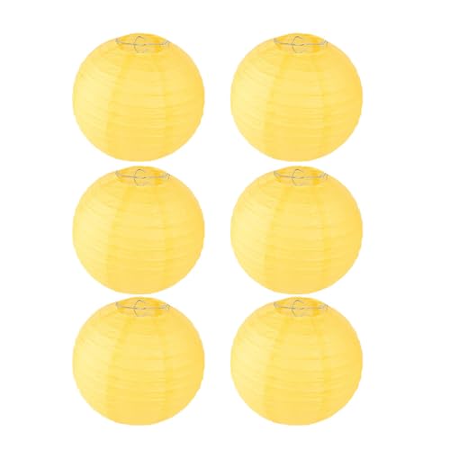 FANSU Papierlaterne Deko, Papierlaternen Set Papier Laterne Rund Hängende Papierlaternen 6 Stück Papier Laternen Feier Lampion Partydekorationen für Dekorative Hochzeit (Gelb,12 Zoll (30 cm)) von FANSU