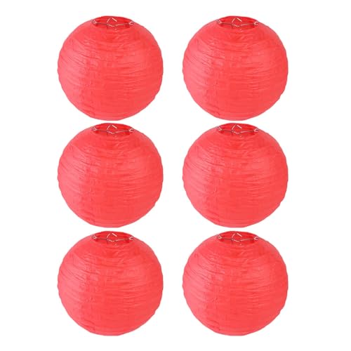 FANSU Papierlaterne Deko, Papierlaternen Set Papier Laterne Rund Hängende Papierlaternen 6 Stück Papier Laternen Feier Lampion Partydekorationen für Dekorative Hochzeit (Rot,12 Zoll (30 cm)) von FANSU