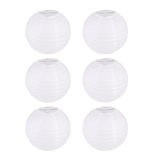 FANSU Papierlaterne Deko, Papierlaternen Set Papier Laterne Rund Hängende Papierlaternen 6 Stück Papier Laternen Feier Lampion Partydekorationen für Dekorative Hochzeit (Weiß,10 Zoll (25 cm)) von FANSU