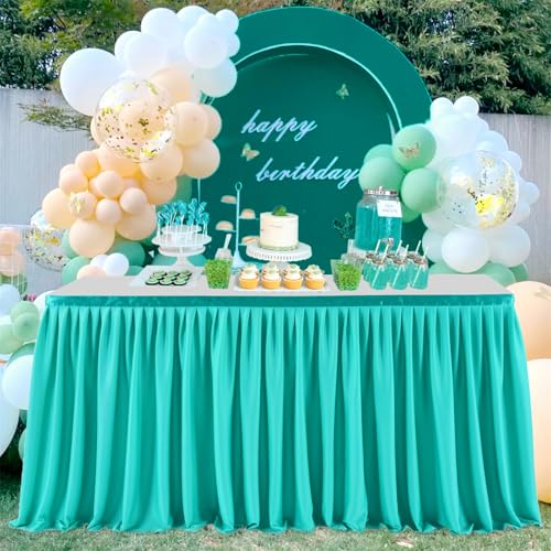 FANSU Party Deko Tischrock, Tischröcke Tisch Rock Tüll Tischrock Tischdekoration, Einfache Montage und Wiederverwendbar, für Geburtstag Kuchen Hochzeit Babyparty (6FT/183x77cm,Cyan Farbe C) von FANSU