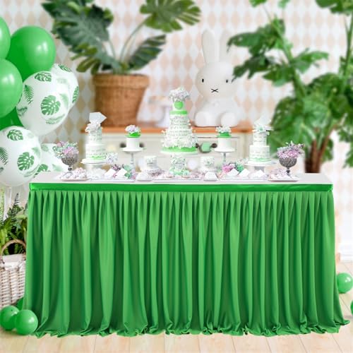 FANSU Party Deko Tischrock, Tischröcke Tisch Rock Tüll Tischrock Tischdekoration, Einfache Montage und Wiederverwendbar, für Geburtstag Kuchen Hochzeit Babyparty (6FT/183x77cm,Grün C) von FANSU