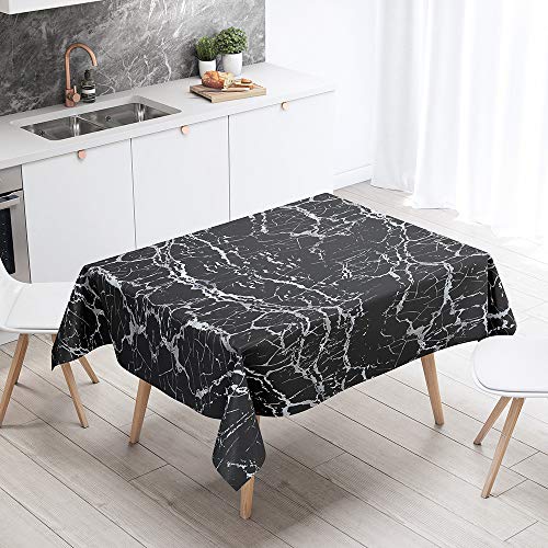 FANSU Rechteck Tischdecke Polyester 3D Marmor Stil,Wasserdicht Tischwäsche Pflegeleicht Abwaschbar Tischtuch-Viele Größe Farbe Wählbar (schwarz,90x90cm) von FANSU