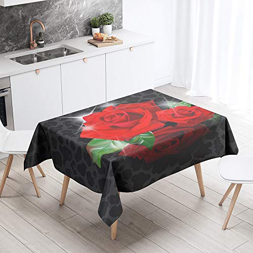 FANSU Rechteck Tischdecke Polyester 3D Rose Stil,Wasserdicht Tischwäsche Pflegeleicht Abwaschbar Tischtuch-Viele Größe Farbe Wählbar (Leopard,140x180cm) von FANSU