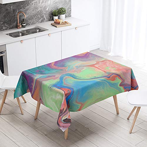 FANSU Rechteck Tischdecke Polyester 3D Tie dye Stil,Wasserdicht Tischwäsche Pflegeleicht Abwaschbar Tischtuch-Viele Größe Farbe Wählbar (Bunt,100x140cm) von FANSU