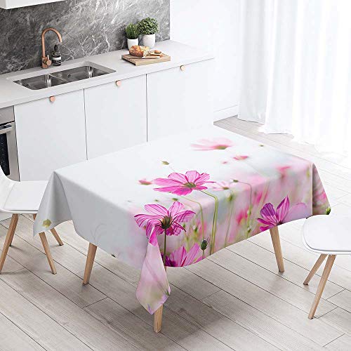 FANSU Rechteck Tischdecke Polyester Schöne Blumen Stil,Wasserdicht Tischwäsche Pflegeleicht Abwaschbar Tischtuch-Viele Größe Farbe Wählbar (Weiße Sonnenblume,90x90cm) von FANSU