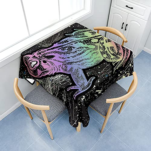 FANSU Rechteckig Tischdecke Wasserabweisend Polyester Optik, 3D Frosch Fleckschutz Tischwäsche Pflegeleicht Abwaschbar für Home Küche Dekoration (Tinte Spritzen,140x140cm) von FANSU