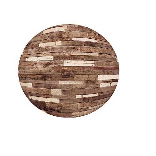 FANSU Runde Tischdecke Wasserabweisende, 3D Tafel Holz Muster Abwaschbar Garten Tischdecke rutschfest Abwischbare Wachstuch Desktop Dekorative Tuch Hotel Bankett Party (Khaki-Brett,100cm) von FANSU