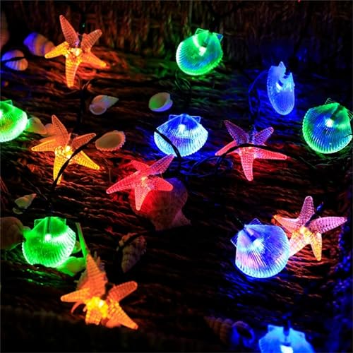 FANSU Seesterne/Muscheln LED Solarlampen für Außen, 8 Modi Solar Lichterkette Aussen, Lichterkette Außen, Solarlampen Garten für Hochzeit,Party,Garten Balkon Deko (Bunt,22m/200LED) von FANSU