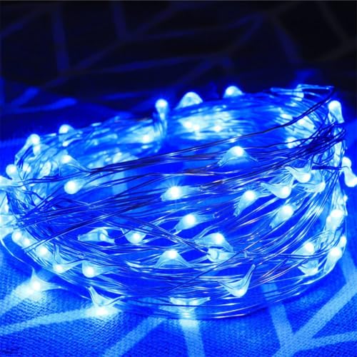 FANSU Solar Lichterkette Aussen, Kupferdrahtkernlampe Lichterkette Außen Solar Wasserdicht, 8 Modi Solarlichterkette für Balkon Garten Pavillon Terrasse (Blau,7 m 50 Lichter) von FANSU
