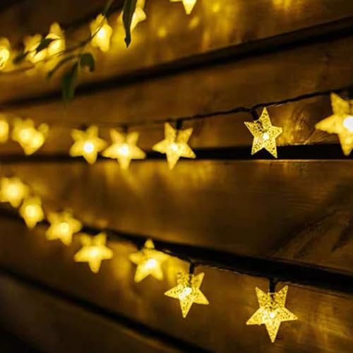 FANSU Solar Lichterkette Aussen, Lichterkette Außen Solar Wasserdicht, 8 Modi, Solarlichterkette Outdoor Wetterfest für Balkon Garten Pavillon Terrasse Vorzelt (Stern,6m 40LED) von FANSU