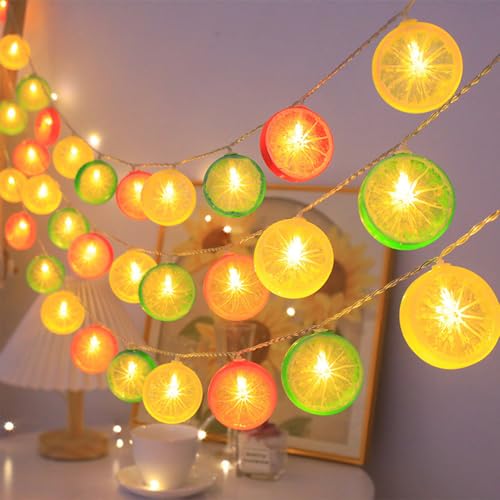 FANSU Solar Lichterkette Aussen, Zitrone Lichterkette Außen Solar Wasserdicht, 8 Modi, Solarlichterkette Outdoor Wetterfest für Balkon Garten Pavillon Terrasse Vorzelt (Farbenmix,5m 20LED) von FANSU