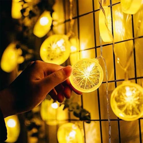 FANSU Solar Lichterkette Aussen, Zitrone Lichterkette Außen Solar Wasserdicht, 8 Modi, Solarlichterkette Outdoor Wetterfest für Balkon Garten Pavillon Terrasse Vorzelt (Gelb,5m 20LED) von FANSU