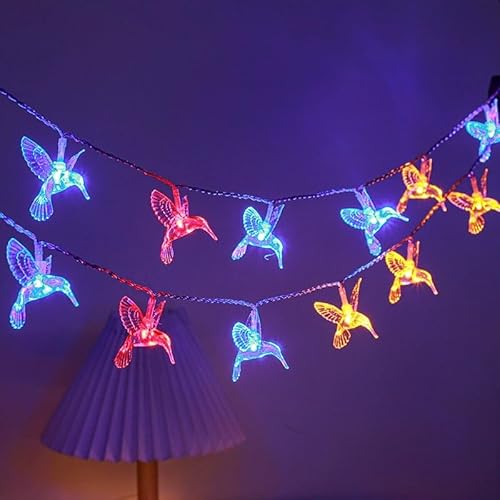 FANSU Solar Lichterkette für Außen Garten Deko, Kolibri Solar Lichterkette Aussen 8 Modi IP44 Wasserdicht Solarlichterkette Outdoor Solarlampen Garten Deko für Dekoration (Bunt,7 M/50 LED) von FANSU