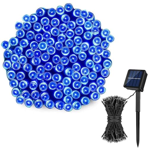 FANSU Solar Lichterkette für Außen Garten Deko, Solar Lichterkette Aussen 8 Modi IP44 Wasserdicht Solarlichterkette Outdoor Solarlampen Garten Deko für Dekoration Party (Blau,52 M/500 LED) von FANSU