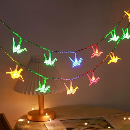 FANSU Solar Lichterkette für Außen Garten Deko, Tausend Papierkraniche Solar Lichterkette Aussen 8 Modi IP44 Wasserdicht Solarlichterkette Outdoor Solarlampen Garten Deko (Bunt,6.5 M/30 LED) von FANSU