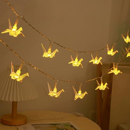 FANSU Solar Lichterkette für Außen Garten Deko, Tausend Papierkraniche Solar Lichterkette Aussen 8 Modi IP44 Wasserdicht Solarlichterkette Outdoor Solarlampen Garten Deko (Warmweiß,6.5 M/30 LED) von FANSU