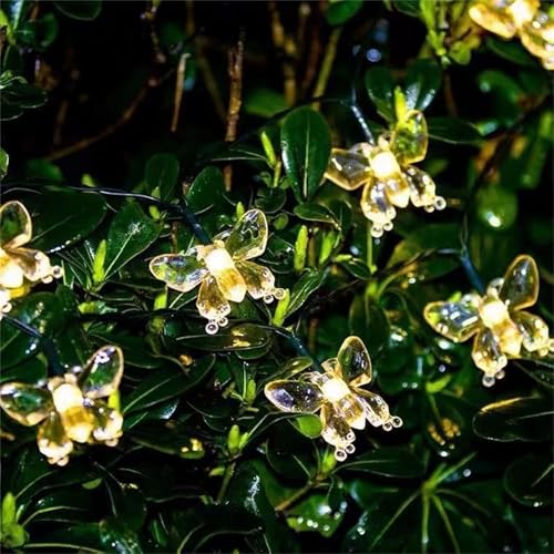 FANSU Solar Lichterkette für Außen Garten Deko,Schmetterling Solar Lichterkette Aussen 8 Modi IP44 Wasserdicht Solarlichterkette Outdoor Solarlampen Garten Deko für Party (Warm Licht,6.5 M/30 LED) von FANSU