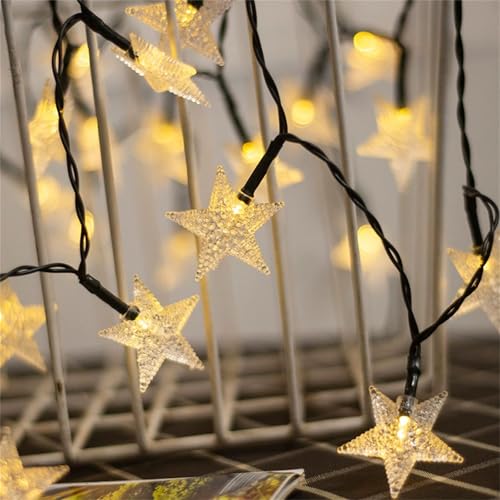 FANSU Stern Solar Lichterkette für Außen Garten Deko, Solar Lichterkette Aussen 8 Modi IP65 Wasserdicht Solarlichterkette Outdoor Solarlampen Garten Deko für Dekoration (Warmweiß,7 M/50 LED) von FANSU