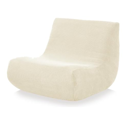 FANSU Stretch Lazy Sofabezug Ohne Armlehnen 1 Sitzer aus Jacquardstoff, Einfarbiger Sofa Überzug Couchbezug Sofaüberwurf Waschbar Anti-Katzenkratzen Sofaschoner für Wohnzimmer (Beige) von FANSU