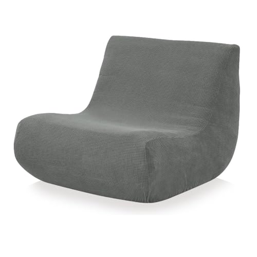 FANSU Stretch Lazy Sofabezug Ohne Armlehnen 1 Sitzer aus Jacquardstoff, Einfarbiger Sofa Überzug Couchbezug Sofaüberwurf Waschbar Anti-Katzenkratzen Sofaschoner für Wohnzimmer (Dunkelgrau) von FANSU
