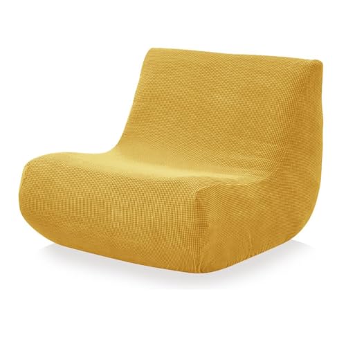 FANSU Stretch Lazy Sofabezug Ohne Armlehnen 1 Sitzer aus Jacquardstoff, Einfarbiger Sofa Überzug Couchbezug Sofaüberwurf Waschbar Anti-Katzenkratzen Sofaschoner für Wohnzimmer (Gelb) von FANSU